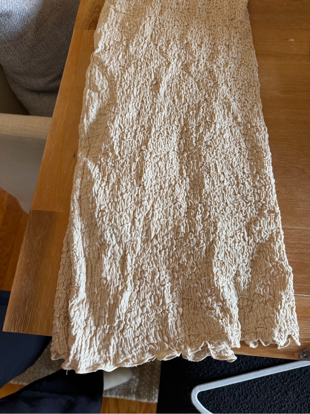 Ghanda Beige Crinkle Maxi Skirt